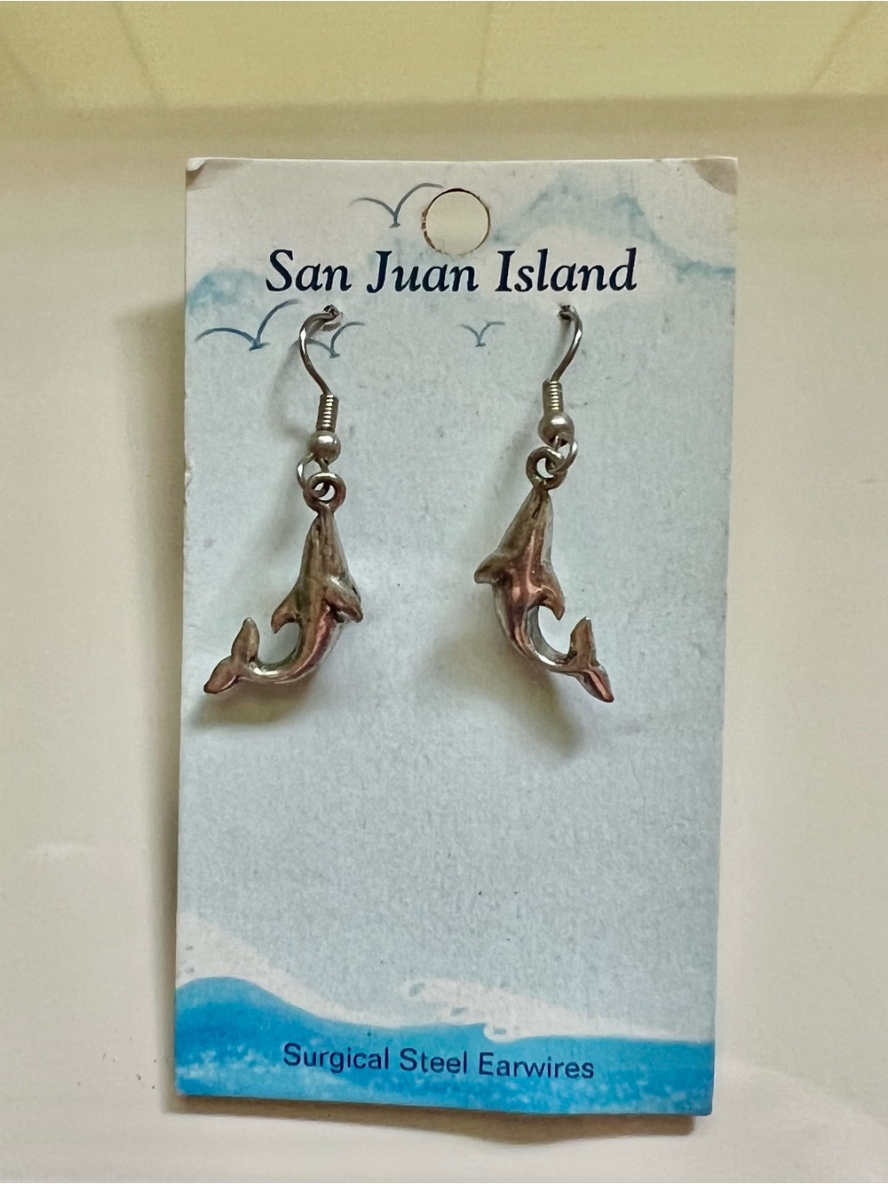 San Juan Island Dolphin Charm Earrings - Silver Tone